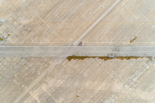 Aerial Shot of abandoned naval airstrip Indiana