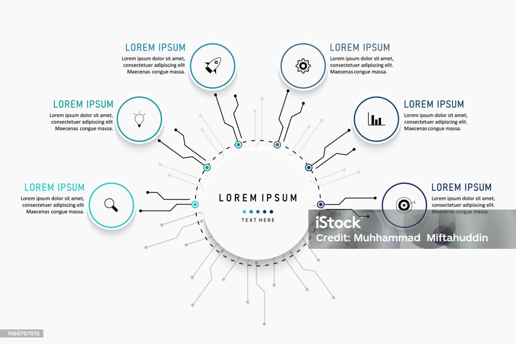 Template Desain Label Infografis Vektor Dengan Ikon Dan 6 ...