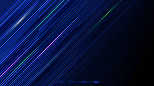 istock Blue diagonal line striped and colorful light over dark blue background. Vector illustration 1465708877