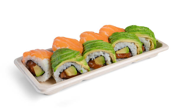 istock maki sushi tray with salmon and avocado isolated on white background 1465712565