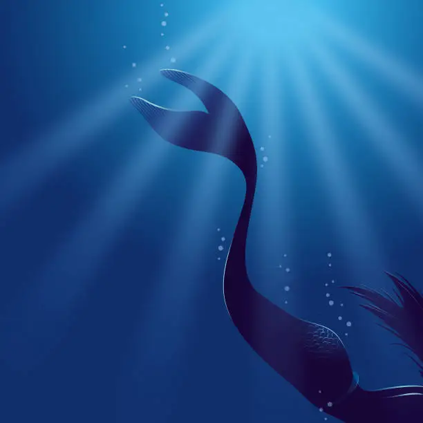 Vector illustration of The mysterious mermaid