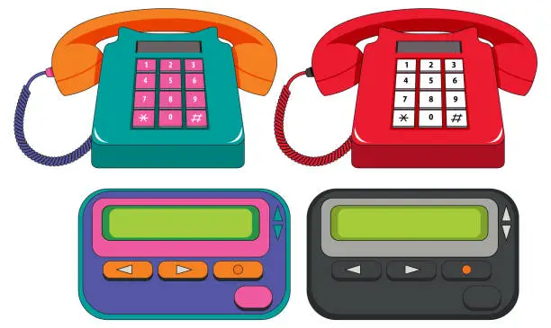 Vector illustration of Retro objects and electronic devices