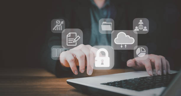 istock Internet security and data protection concept, blockchain and cyber security, FTP(File Transfer Protocol) files receiver and computer backup copy. Exchange information with internet cloud technology. 1465731227