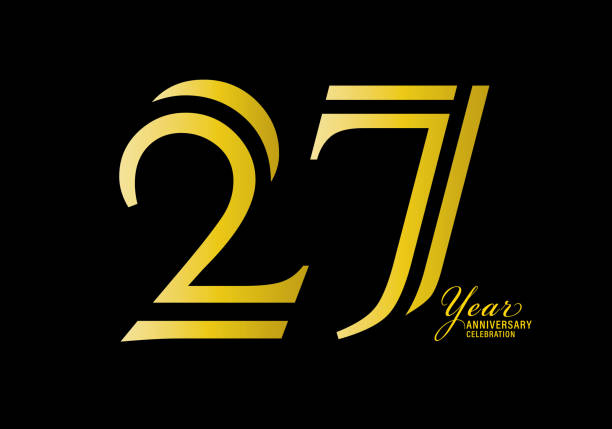 27 years anniversary celebration logotype gold color vector, 27th birthday logo,27 number, anniversary year banner, anniversary design elements for invitation card and poster. number design vector 27 years anniversary celebration logotype gold color vector, 27th birthday logo,27 number, anniversary year banner, anniversary design elements for invitation card and poster. number design vector number 27 stock illustrations