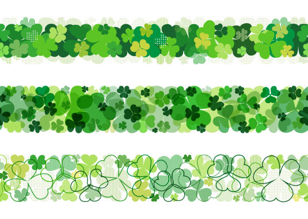 Seamless banners with сlover St. Patricks Day seamless pattern with clover irish shamrock clip art stock illustrations