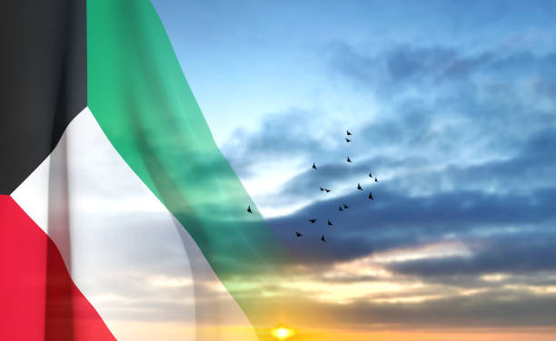 istock Flag of Kuwait on background of sky 1465736139