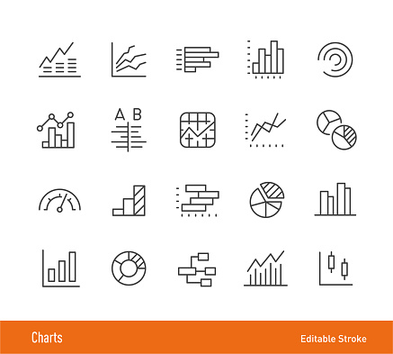 Charts Icons - Editable Stroke - Line Icon Series