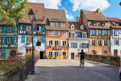 Colmar, France – August 28, 2022: the picturesque colorful medieval old town of Colmar in the Alsace region of France