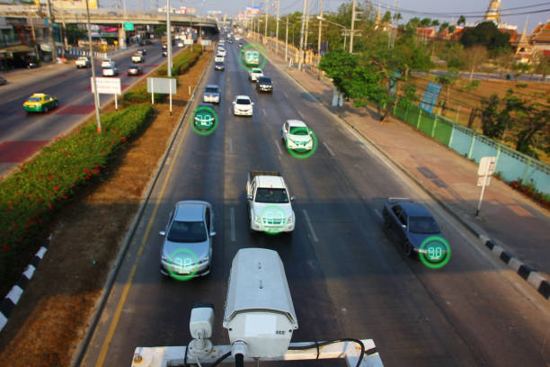 istock traffic cctv is working transfer imformation to traffic control on highway 1465741222