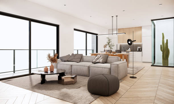 istock 3d rendering mockup modern interior room design and decoration furniture fabric sofa. minimal white color apartment ideas. 1465742808