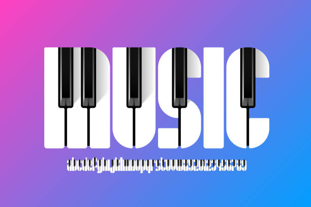 ilustraciones, imágenes clip art, dibujos animados e iconos de stock de fuente de música estilo piano - talent show audio