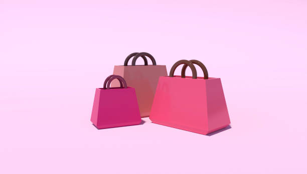 istock Beautiful colorful shopping bags 3d render in pastel background. 1465745568