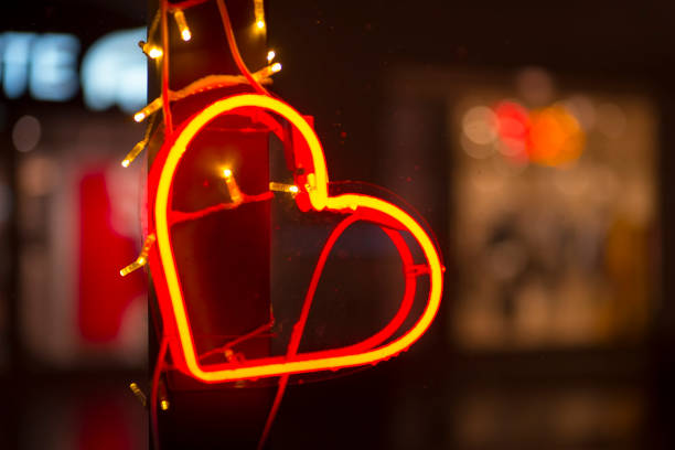 istock Multicolored neon heart on the street. Valentine's Day 1465746603