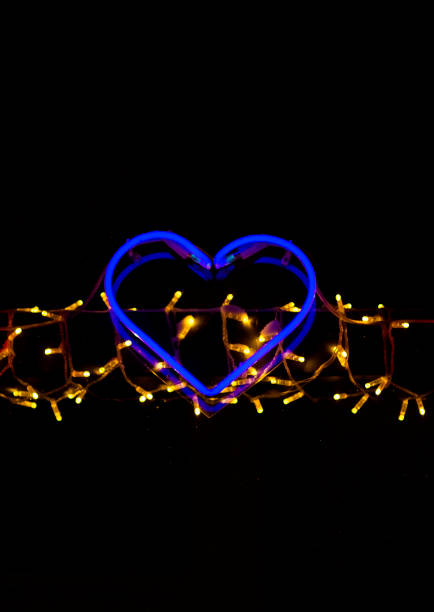 istock Multicolored neon heart on the street. Valentine's Day 1465746845