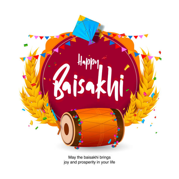 vektorillustration von happy baisakhi mit festlichen elementen - india indian culture traditional culture dancing stock-grafiken, -clipart, -cartoons und -symbole