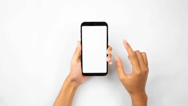 istock Hand holding smartphone and pinch isolated 1465754290