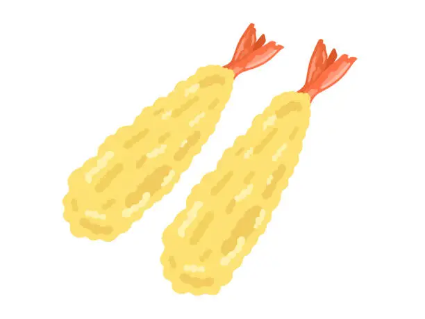 Vector illustration of Illustration of shrimp tempura dish.