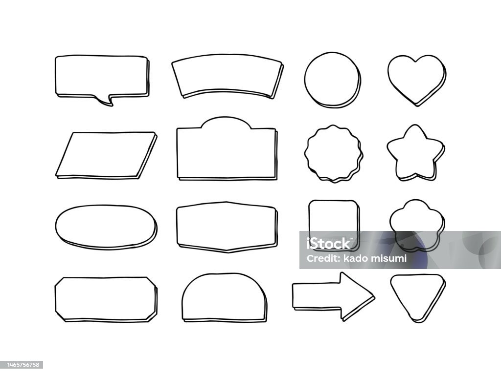 Simple Shape Frame Set With Handdrawn Lines Stock Illustration ...