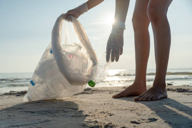 istock Save water. Volunteer pick up trash garbage at the beach and plastic bottles are difficult decompose prevent harm aquatic life. Earth, Environment, Greening planet, reduce global warming, Save world 1465757572