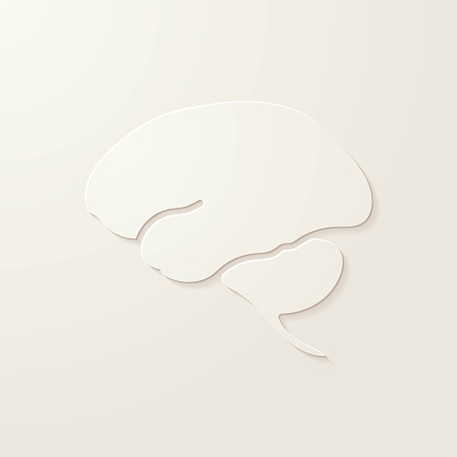 A simple cut out in the shape of a human brain. EPS10 vector illustration, global colors, easy to modify.