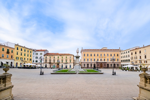 Buildings of great historical importance overlook the 19th-century Piazza d'Italia, the main square of Sassari. In the centre stands the monument to Vittorio Emanuele II, by Giuseppe Sartorio, inaugurated on April 19, 1899.