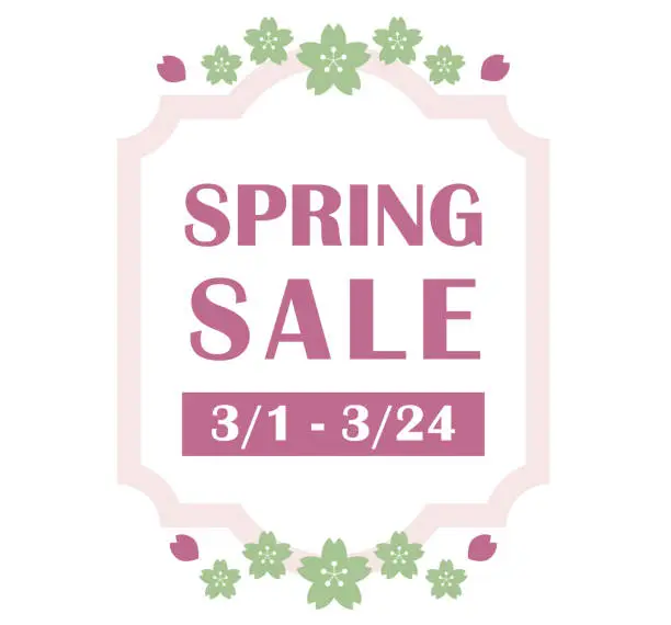 Vector illustration of This is a cherry blossom petal frame sale announcement banner.