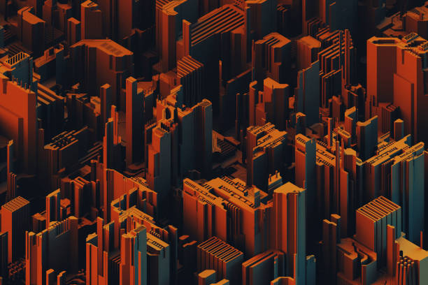 istock futuristic isometric view of Cyberpunk cityscape 1465762216