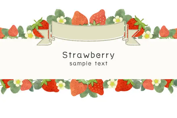 Vector illustration of Hand drawn Strawberry frame.Strawberry vector background illustration