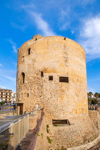 Torre di Sulis, a 13th-century tower and part of the ancient defensive ramparts of Alghero that still today surround the old town