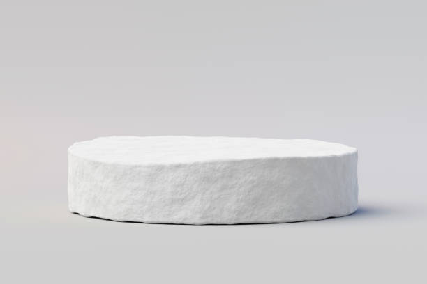 White stone podium platform stage isolated on background with empty product stand advertising object scene display or blank show rock presentation cosmetic beauty concept and minimal nature pedestal.
