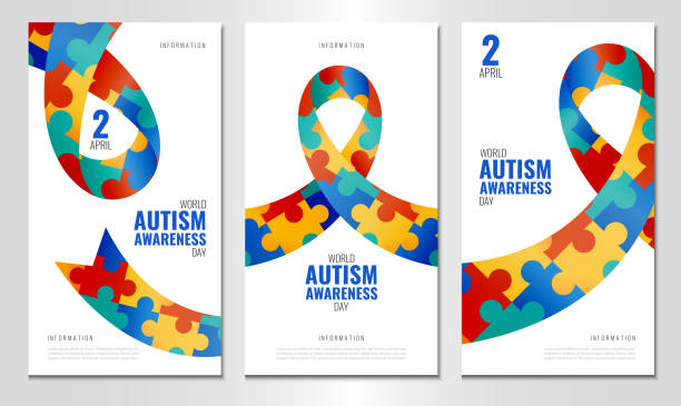 ilustraciones, imágenes clip art, dibujos animados e iconos de stock de jornada mundial de concienciación sobre el autismo. - autismo