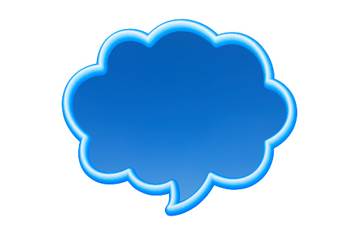 Close-up of clear sky speech bubble on white background.