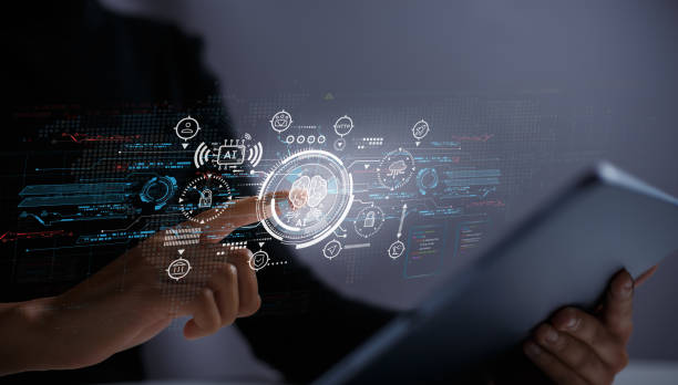 istock AI technology on mobile devices with various features. Female hand touching AI brain icon on virtual screen via tablet screen. 1465772120
