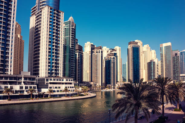 istock Dubai city downtown, modern architecture with skyscrapers 1465773690