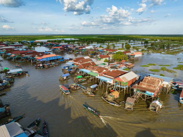 istock Cambodia Floating Stilted Village Kampong Phluk Drone View 1465776929