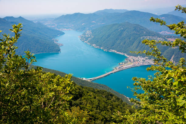 istock Beautiful mountain lake with a bridge in Switzerland 1465780684