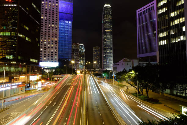 istock Speed motion on Harcourt road, in Hong Kong 1465783182