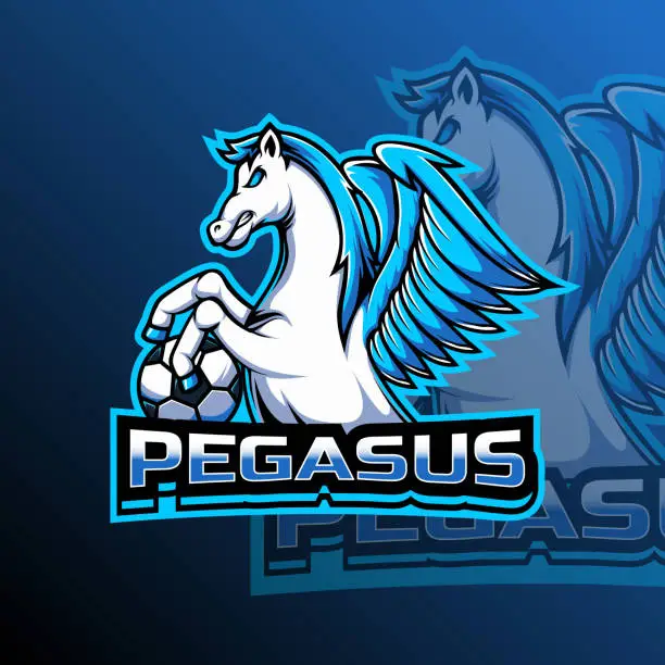Vector illustration of Flying Pegasus emblem Team Badge