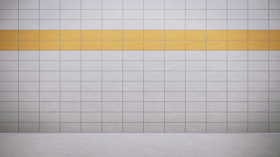 Subway station wall with tiles and floor