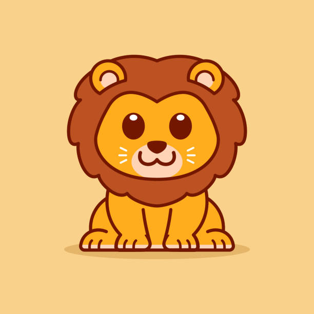 illustrations, cliparts, dessins animés et icônes de illustration de lion mignon assis - tame