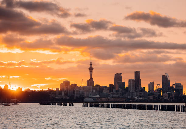 istock Sunset over Auckland's CBD and the iconic Skytower 1465784859