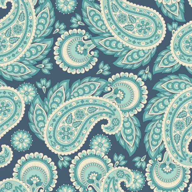 Vector illustration of Paisley Vector Pattern. Seamless Floral Textile Background