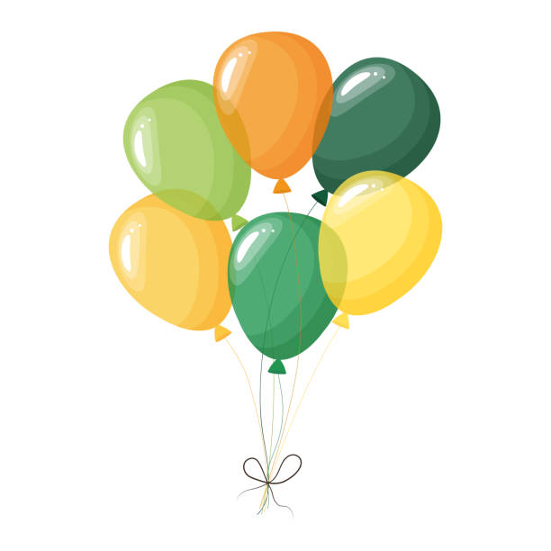 Shiny helium Balloons in the colours of the Irish flag.  St Patrick holiday symbol isolated on white background. Shiny helium Balloons in the colours of the Irish flag.  St Patrick holiday symbol isolated on white background. irish birthday blessing stock illustrations