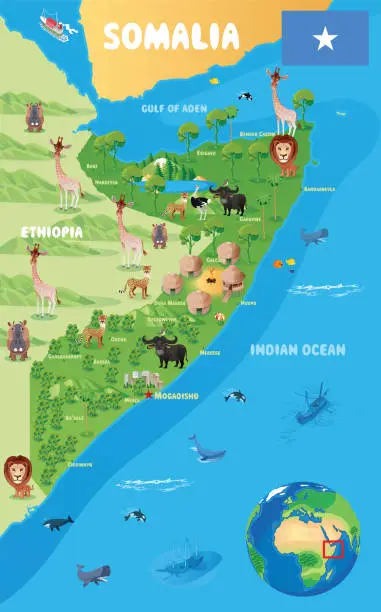 Vector illustration of Cartoon Map of Somalia