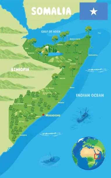 Vector illustration of Somalia Map