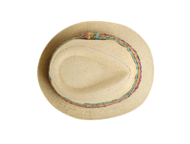 chapeau de paille, isolé sur fond blanc - cowboy hat personal accessory equipment headdress photos et images de collection