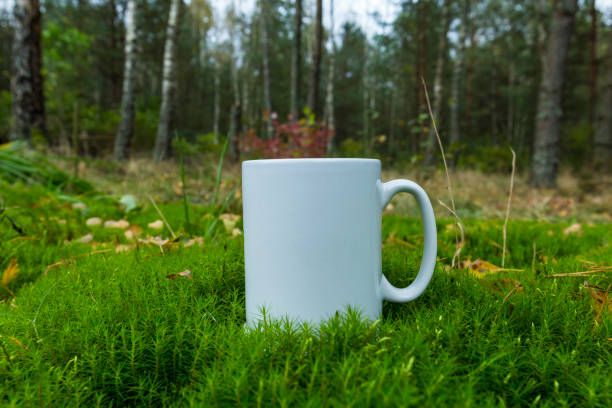 istock Selective focus shot of a white cup in the forest 1465797994