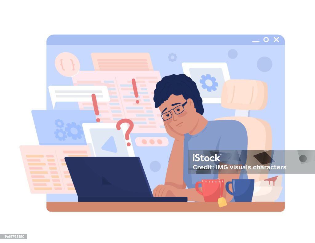Hectic Software Engineer Cartoon Hectic Software Engineer Job 2d Vector Isolated Illustration Stock ...