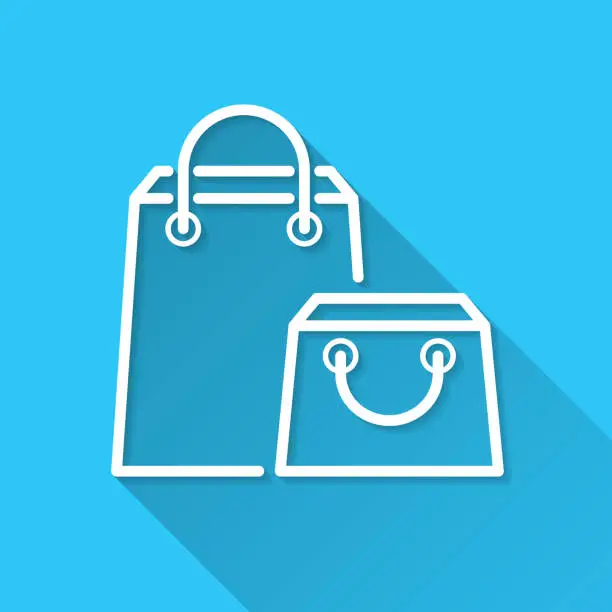 Vector illustration of Shopping bags. Icon on blue background - Flat Design with Long Shadow