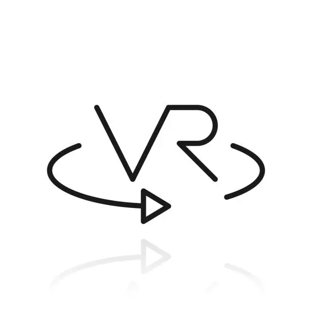 Vector illustration of VR - Virtual reality. Icon with reflection on white background